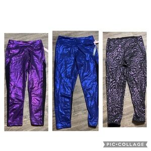 Victoria's Secret Shiny Leggings - Purple, Blue, and Leopard Print